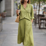 Camicia fluida in viscosa verde salvia