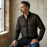 Camicia Lardini in Seta Trasparente - Nero