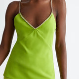 Top in Raso con Spalline Gioiello Liu Jo Verde Lime
