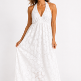 Abito Lungo Halter in Pizzo