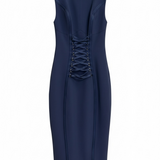 Abito in crêpe stretch con lacci criss-cross