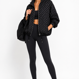 Giacca Bomber a Pois con Cerniera e Coulisse