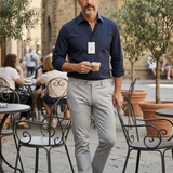 Camicia Xacus Tailor Fit - Blu Navy in Tessuto Stretch Albini