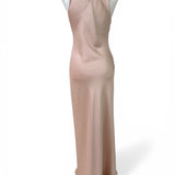 Abito lungo satinato rosa cipria