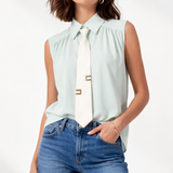 Camicia smanicata con cravatta removibile Elisabetta Franchi