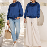 Camicia satinata con cappuccio