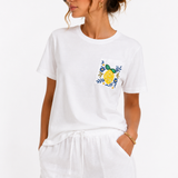 T-shirt Limone con Taschino Ricamato