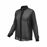 Camicia Lardini in Seta Trasparente - Nero