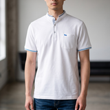 Polo Harmont & Blaine Bianco in Piqué di Cotone – Collo Coreana Paisley Taglia M