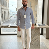 Camicia Xacus Active Shirt a Righe Bianche e Blu - Tailor Fit - Collo 42 (XL)