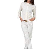 Maglioncino panna girocollo con chiusura a bottoni