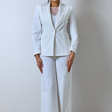 Completo bianco elegante donna blazer e pantalone