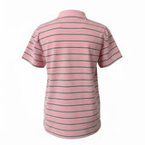 Polo a righe rosa in cotone stretch