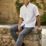 Camicia Lacoste – Regular Fit in Lino Bianco