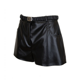 Pantaloncino Elisabetta Franchi in eco-pelle con cintura logata