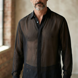 Camicia Lardini in Seta Trasparente - Nero