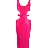 Abito Versace Jeans Couture fucsia con cintura logata