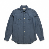 Camicia Lardini in Denim Chambray – Blu –