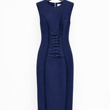 Abito in crêpe stretch con lacci criss-cross