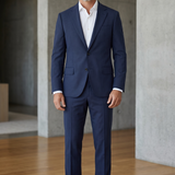 Abito Lardini Uomo Blu in Fresco Lana Principe di Galles - Taglia 50 (L)