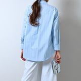 Camicia a righe taglia unica con Ricami fatto a mano
