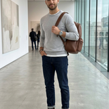 Pullover Girocollo Kangra – 100% Cotone (Grigio Perla)