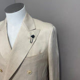 Abito Lardini Doppiopetto Beige in Lino e Seta - Taglia 50