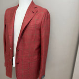 Giacca Barba Napoli Handmade - Lino, Seta e Lana - Rosso Melange - Taglia 50