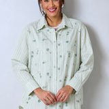 Camicia a righe taglia unica con Ricami fatto a mano