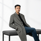 Cappotto Monopetto Lardini in Lana Spigata - Grigio Antracite