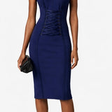 Abito in crêpe stretch con lacci criss-cross