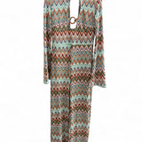 Tuta intera Zigzag Chevron con Scollo frontale e Schiena Scoperta