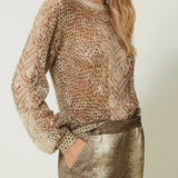 Maglia in misto lana e mohair con stampa animalier