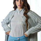 Maglione cardigan con applicazioni