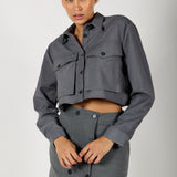 Camisa cropped cinza Vicolo